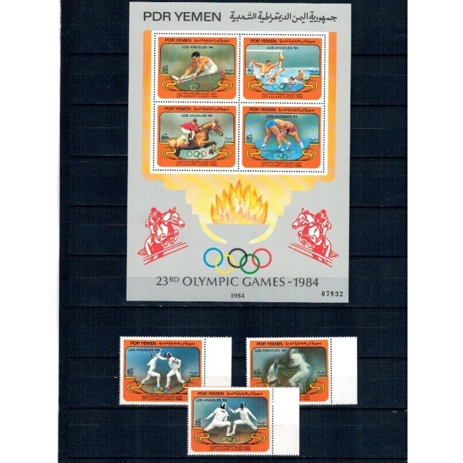 Yemen Sud 1984 - Jocurile Olimpice, sport, serie si bloc neuzat