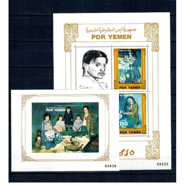 Yemen Sud 1983 - Picasso, picturi, arta, colita si bloc neuzat