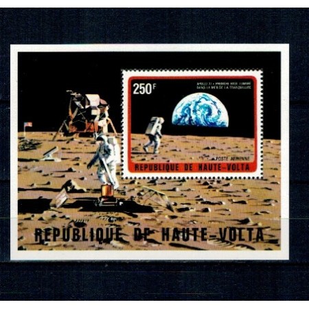 Haute Volta 1973 - Cosmonautica, aselenizarea, colita neuzata Haute Volta 1973 - Cosmonautica, aselenizarea, colita neuzata