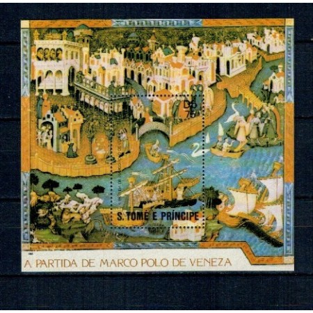 Sao Tome 1982 - Marco Polo, nevigatori, colita neuzata Sao Tome 1982 - Marco Polo, nevigatori, colita neuzata