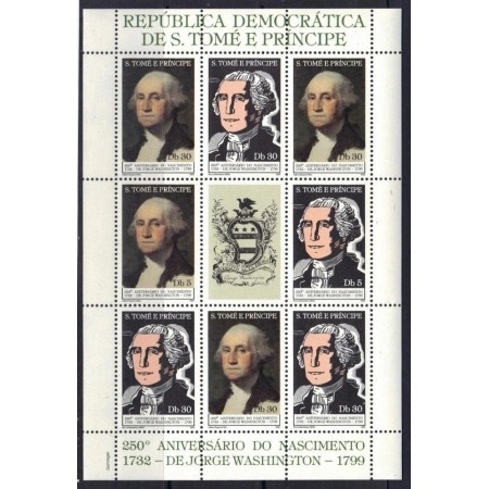 Sao Tome 1982 - George Washington, minicoala neuzata Sao Tome 1982 - George Washington, minicoala neuzata