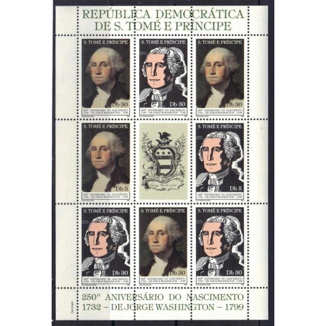 Sao Tome 1982 - George Washington, minicoala neuzata