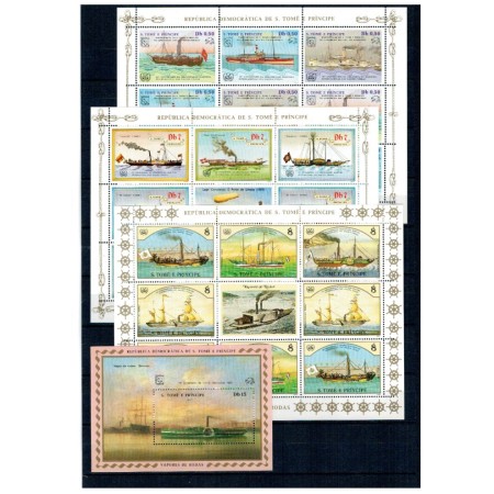 Sao Tome 1984 - Vapoare, Congres UPU, minicoli si colita neuzata Sao Tome 1984 - Vapoare, Congres UPU, minicoli si colita neuzata