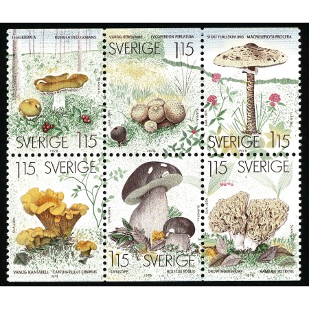 Suedia 1978 - Ciuperci, serie neuzata, din carnet Suedia 1978 - Ciuperci, serie neuzata, din carnet