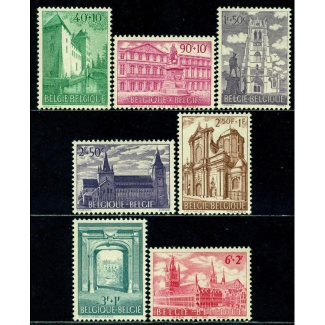 Belgia 1962 - Monumente, arhitectura, serie neuzata