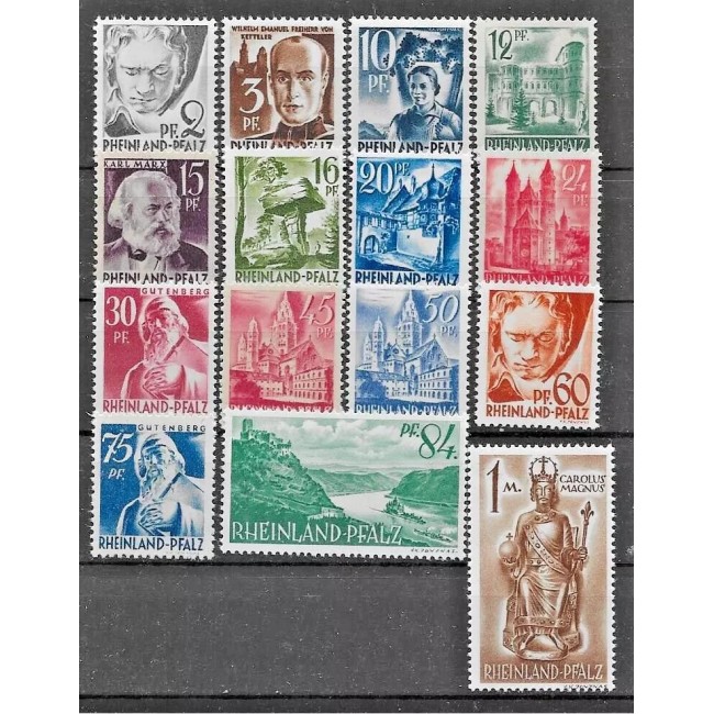 Rheinland-Pfalz, ocupația franceza 1947 - Uzuale, personalitati, vederi, serie neuzata