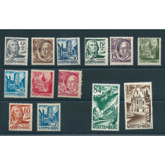 Wurttemberg, ocupatia franceza 1947 - Uzuale, personalitati, vederi, serie neuzata