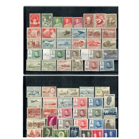 Groenlanda 1960-1985 - Lot timbre neuzate, pe 3 cartoane de expunere