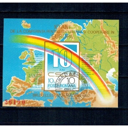 1982 - Conferinta pentru securitate, colita nedantelata cu stampila prima zi