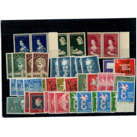 Saar - Lot timbre neuzate, cu dubluri