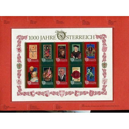 Austria 1996 - Mileniul Austriei, aniversare, folder cu minicoala neuzata, minicoala black print si serie cu stampile prima zi