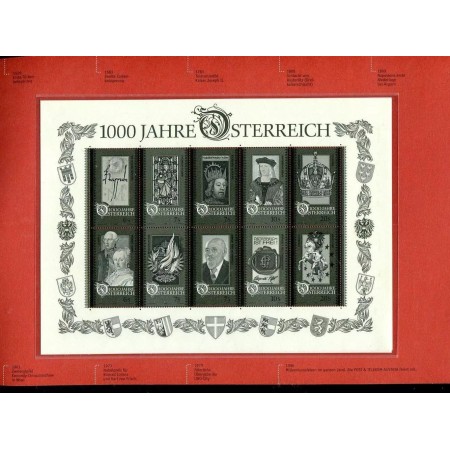 Austria 1996 - Mileniul Austriei, aniversare, folder cu minicoala neuzata, minicoala black print si serie cu stampile prima zi