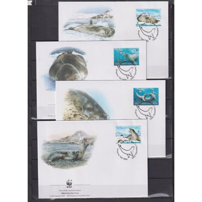 Australian Antarctic 2001 - Fauna WWF, serie 4 plicuri prima zi FDC