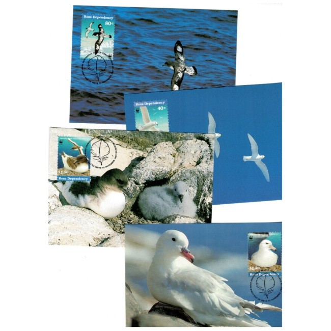 Ross Dependency 1997 - Fauna WWF, pasari, serie 4 carti poștale maxime