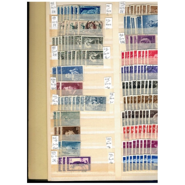 Romania - Lot timbre stampilate anii 1950-1960 in clasor, cu multe dubluri