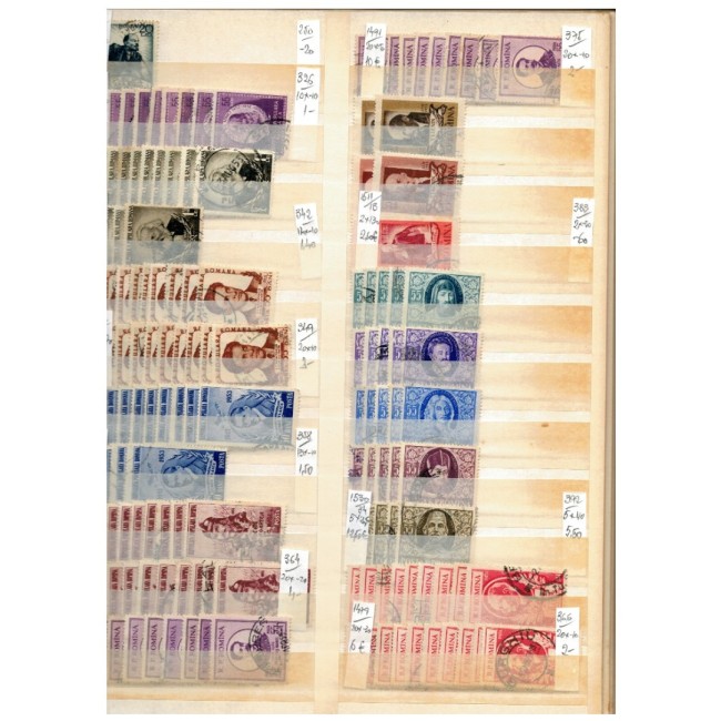 Romania - Lot timbre stampilate anii 1950-1960 in clasor, cu multe dubluri
