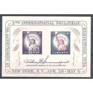 SUA 1956 - Expo filatelic, timbru pe timbru, colita neuzata