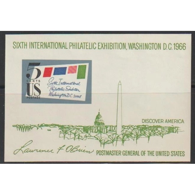 SUA 1966 - Expo Filatelic SIPEX, colita neuzata