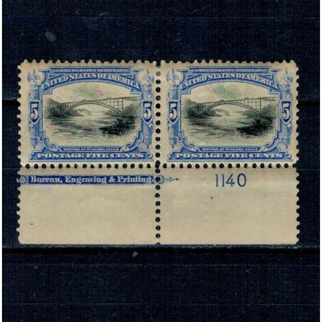 SUA 1901 - Congresul Panamerican din Buffalo, pod peste Cascada Niagara, pereche nestampilata