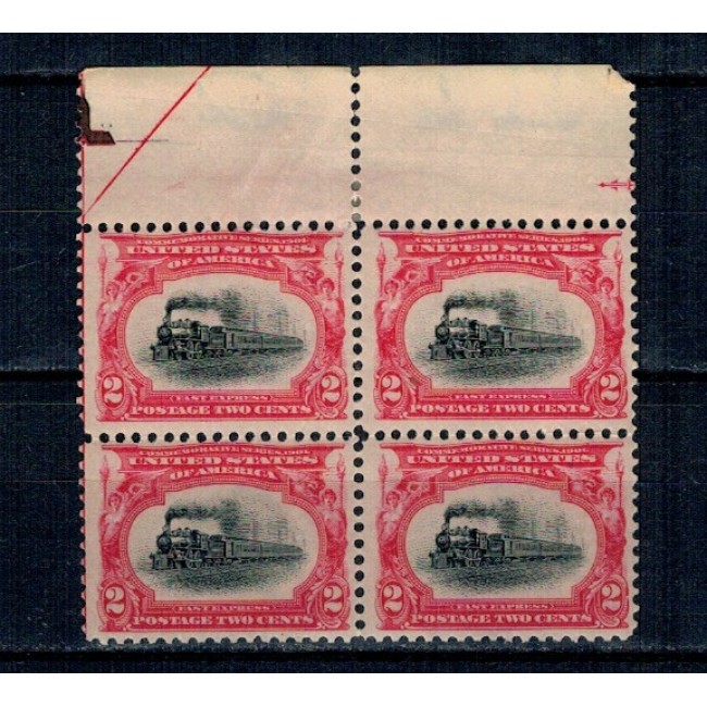 SUA 1901 - Expo Panamerican, 2c, East Express, tren, bloc de 4 neuzat