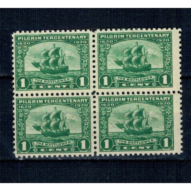 SUA 1920 - Pilgrim Tercentenary, 1c, vapor, bloc de 4 neuzat