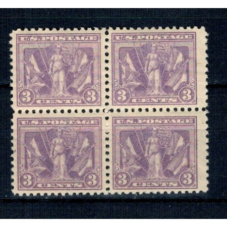 SUA 1919 - Sfârșitul Primului Război Mondial, 3c, bloc de 4 neuzat SUA 1919 - Sfârșitul Primului Război Mondial, 3c, bloc de 4 neuzat