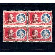 SUA 1963 - Centenarul Primei Conferințe Poștale, bloc de 4 neuzat