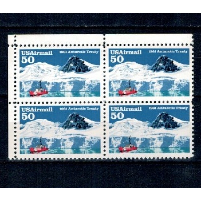SUA 1991 - Tratatul Antarctic, bloc de 4 neuzat