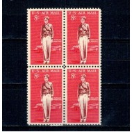 SUA 1963 - Amelia Earhart, aviator, avion, personalități, bloc de 4 neuzat
