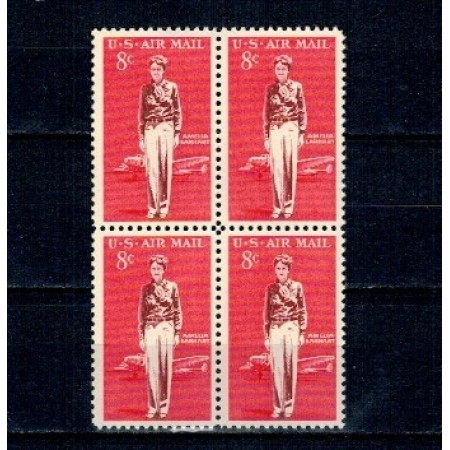 SUA 1963 - Amelia Earhart, aviator, avion, personalități, bloc de 4 neuzat SUA 1963 - Amelia Earhart, aviator, avion, personalități, bloc de 4 neuzat