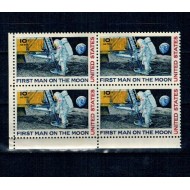 SUA 1969 - Primul om pe Luna, aselenizarea, bloc de 4 neuzat