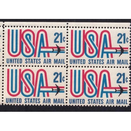 SUA 1971 - Posta Aeriana, avion, 21c, bloc de 4 neuzat SUA 1971 - Posta Aeriana, avion, 21c, bloc de 4 neuzat