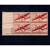 SUA 1941 - Posta Aeriana, 15c, bloc de 4 neuzat, plate number