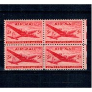 SUA 1946 - Posta Aeriana, avion, bloc de 4 neuzat