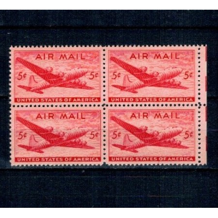 SUA 1946 - Posta Aeriana, avion, bloc de 4 neuzat SUA 1946 - Posta Aeriana, avion, bloc de 4 neuzat