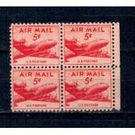 SUA 1947 - Posta Aeriana, avion, bloc de 4 neuzat