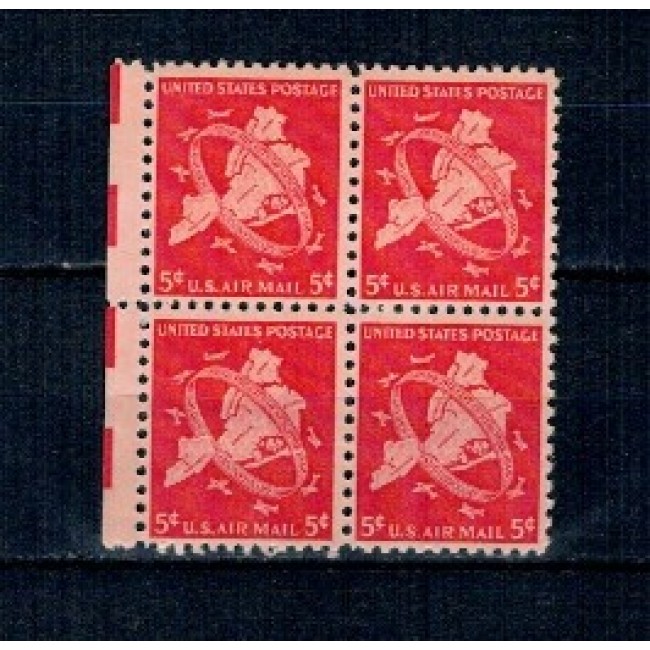 SUA 1948 - Posta Aeriana, aniversare New York, bloc de 4 neuzat