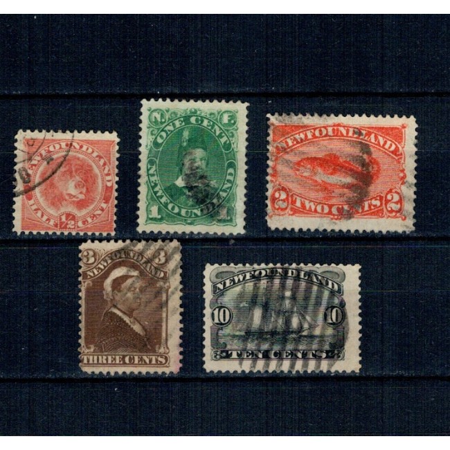 Newfoundland 1887/1896 - Uzuale, Regina Victoria, câine, peste, vapor, serie stampilata
