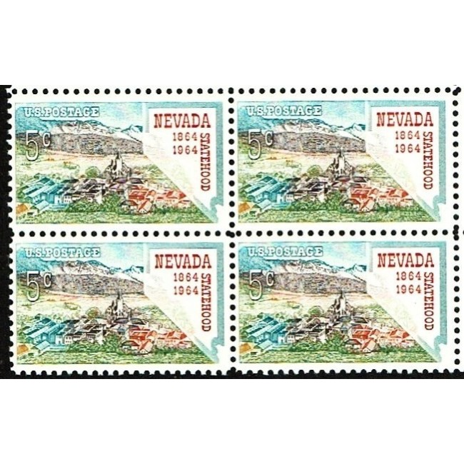 SUA 1964 - Nevada, bloc de 4 neuzat