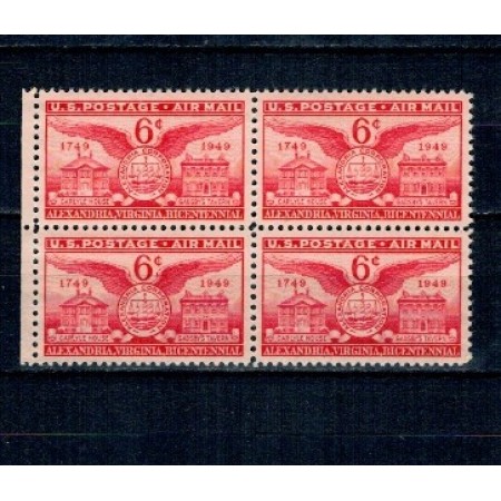 SUA 1949 - Bicentenarul orașului Alexandria, Virginia, Posta Aeriana, bloc de 4 neuzat SUA 1949 - Bicentenarul orașului Alexandria, Virginia, Posta Aeriana, bloc de 4 neuzat