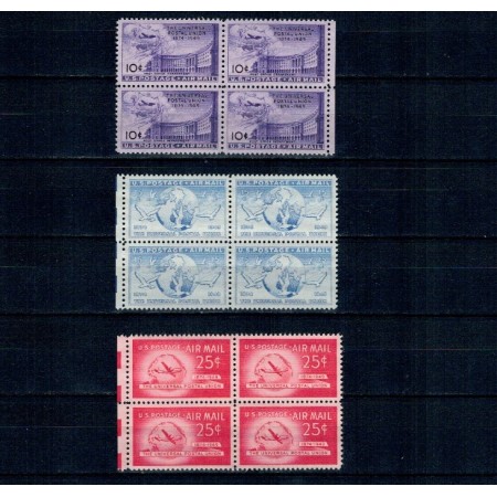 SUA 1949 - Aniversare UPU, posta aeriana, avioane, serie in bloc de 4 neuzat SUA 1949 - Aniversare UPU, posta aeriana, avioane, serie in bloc de 4 neuzat