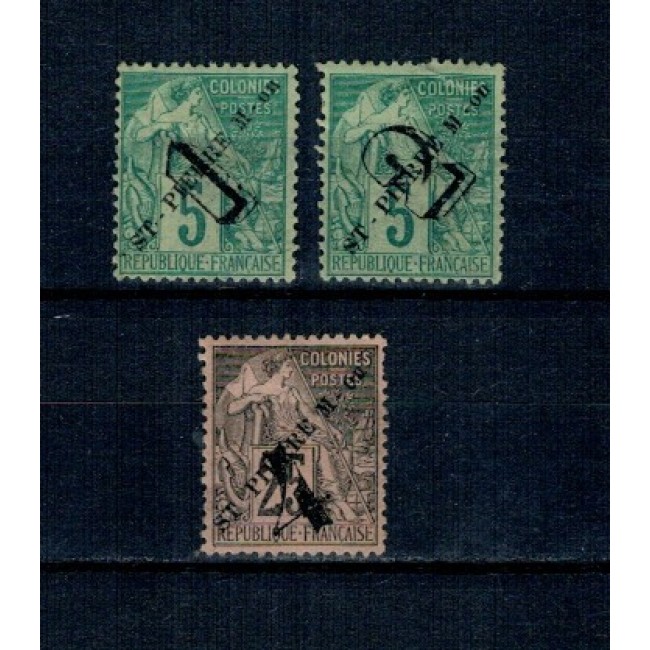 St. Pierre et Miquelon 1892 - Mi.No.40,42,45 neștampilate, cal.II