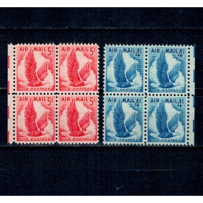 SUA 1954 - Posta Aeriana, vultur, serie in blocuri de 4 neuzate SUA 1954 - Posta Aeriana, vultur, serie in blocuri de 4 neuzate