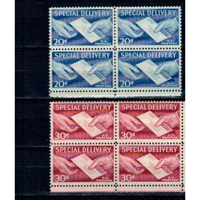 SUA 1954 - Special Delivery, scrisoare, serie neuzata in blocuri de 4