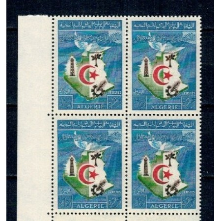 Algeria 1963 - Independenta, porumbel, bloc de 4 neuzat Algeria 1963 - Independenta, porumbel, bloc de 4 neuzat