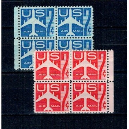 SUA 1958 - Posta Aeriana, avioane, serie in blocuri de 4 neuzate