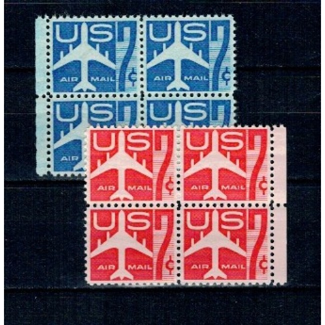 SUA 1958 - Posta Aeriana, avioane, serie in blocuri de 4 neuzate SUA 1958 - Posta Aeriana, avioane, serie in blocuri de 4 neuzate
