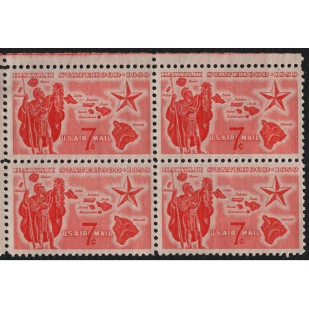 SUA 1959 - Hawaii, Posta Aeriana, bloc de 4 neuzat