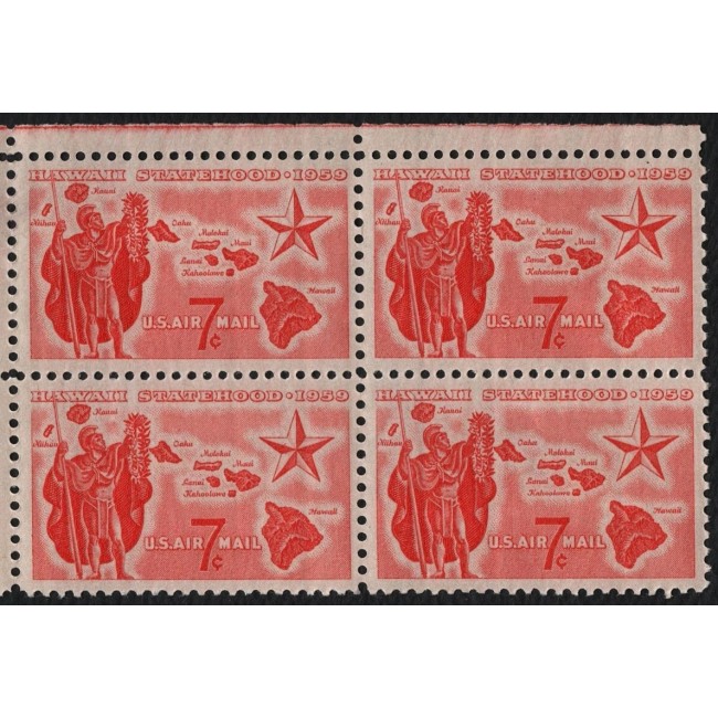 SUA 1959 - Hawaii, Posta Aeriana, bloc de 4 neuzat