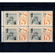 SUA 1959 - Statuia Libertății, Posta Aeriana, bloc de 4 neuzat